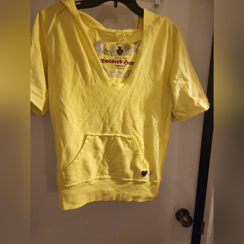 Twisted Heart Yellow Hoodie with Silver Accents